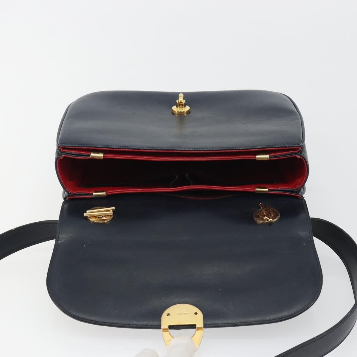 Celine Flap Shoulder Leather, Navy, Leather, Shoulder Bag