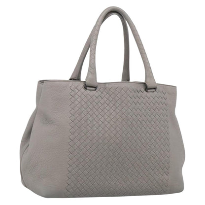 Bottega Veneta Side Snap Leather and Intrecciato Nappa, Gray, Leather, Tote Bag