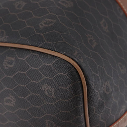 Christian Dior Vintage Honeycomb Boston Canvas and Leather, Black, Canvas, Travel Bag