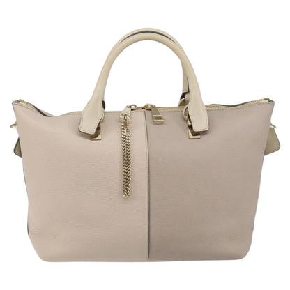 Chloe Bicolor Baylee Satchel Leather, Gray, Leather, Handbag