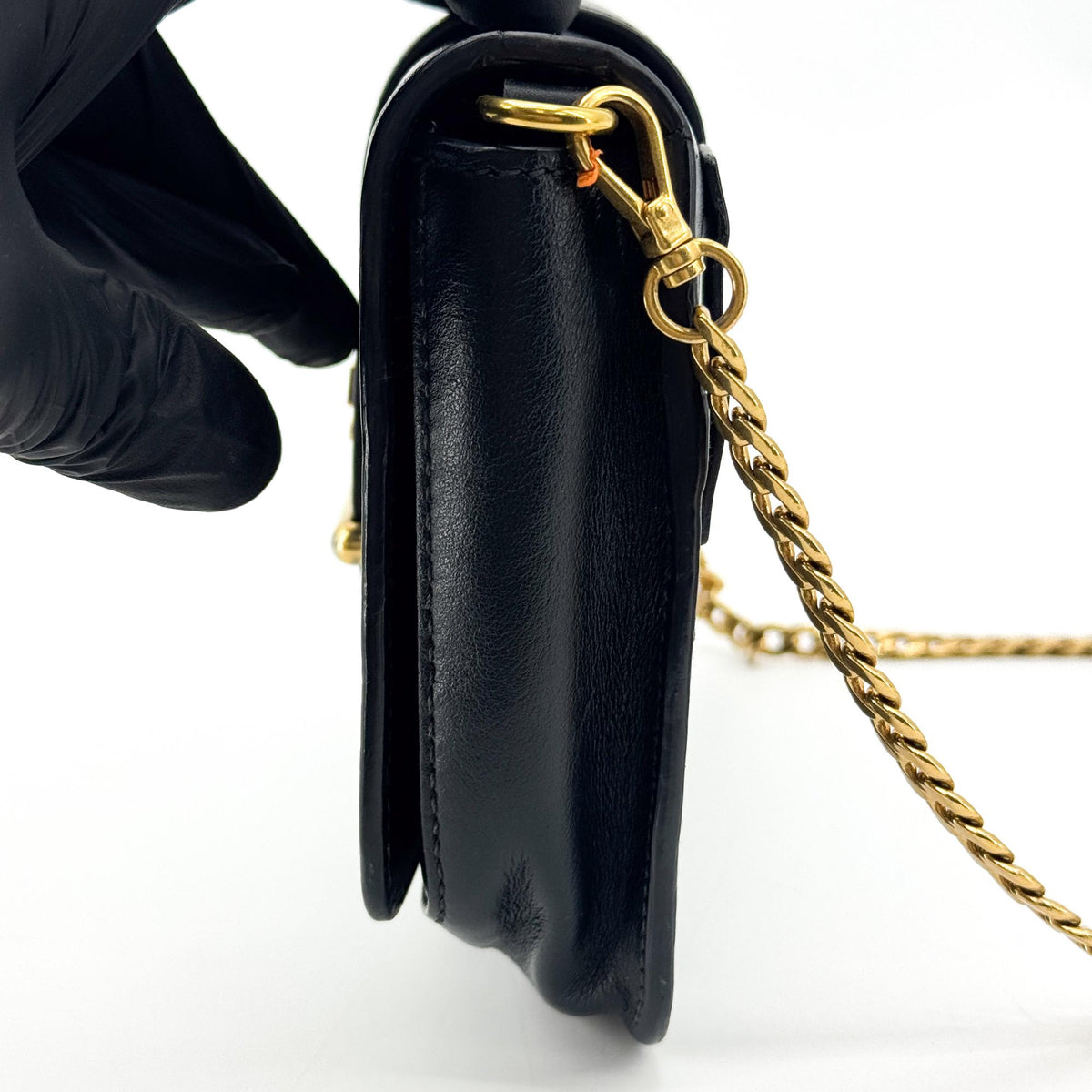 Prada Cahier Calf Hair with Leather, Black, Leather, Crossbody Bag