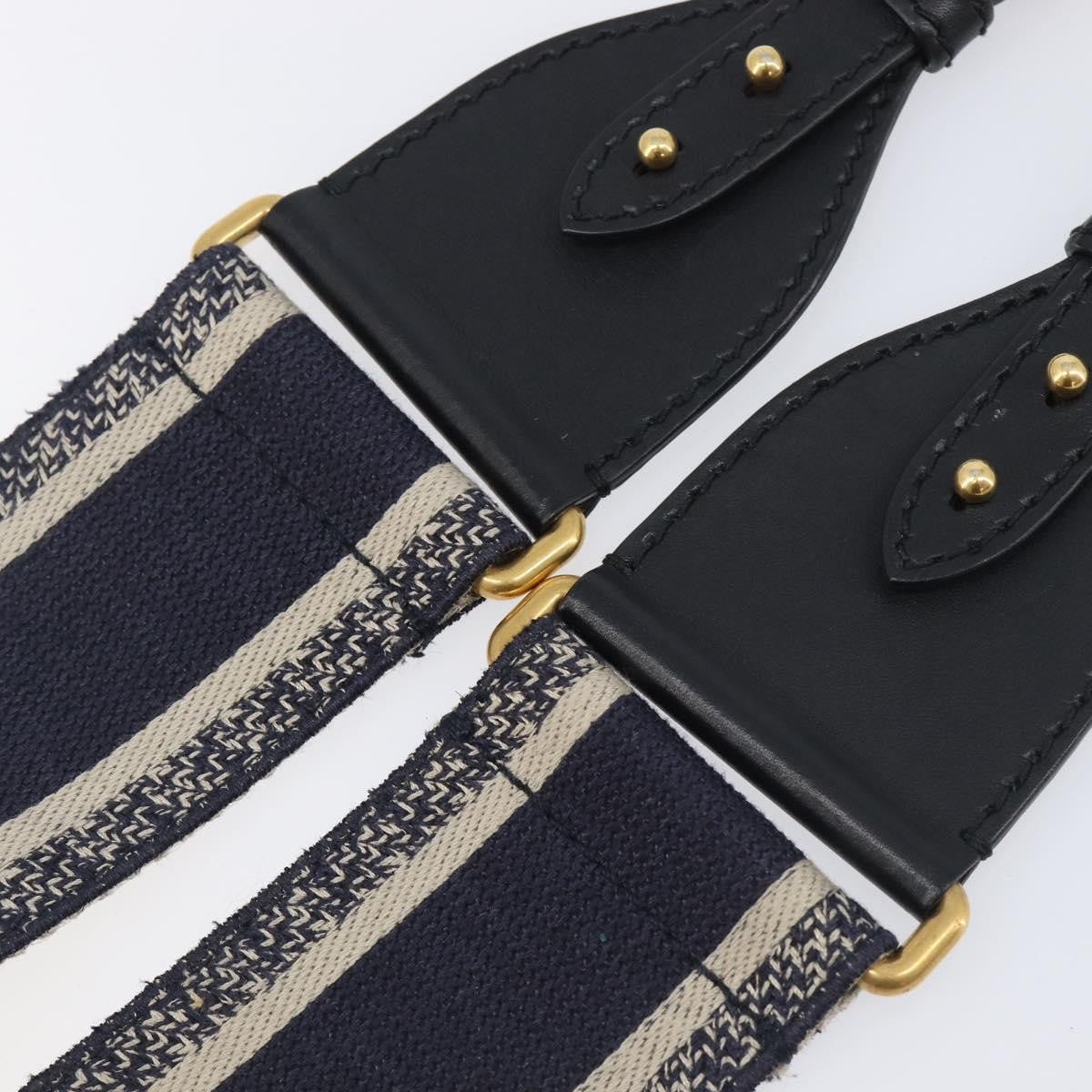 Christian Dior Shoulder Strap Embellished Canvas, Navy, Canvas, Straps