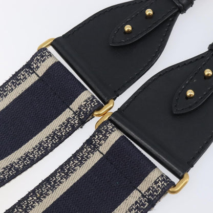 Christian Dior Shoulder Strap Embellished Canvas, Navy, Canvas, Straps