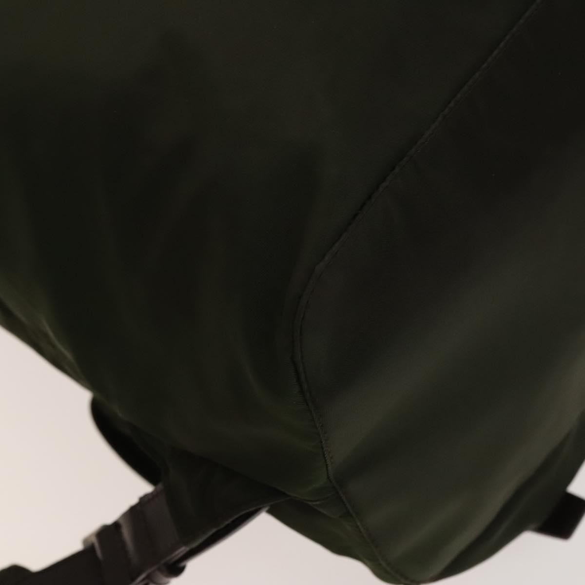 Prada Vela Double Front Pocket Tessuto with Saffiano Leather, Khaki, Nylon, Backpack