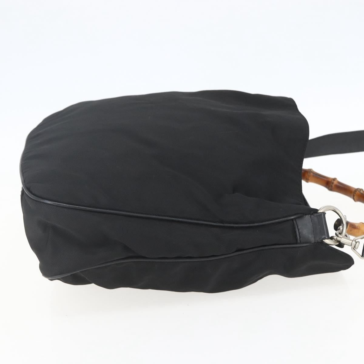 Gucci Vintage Bamboo Nylon and Patent Leather, Black, Nylon, Handbag