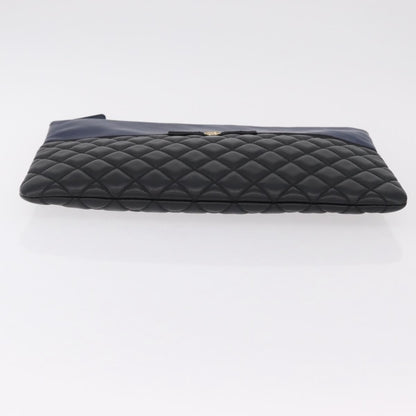 Chanel Bicolor Boy O Case Clutch Lambskin, Black, Leather, Clutch