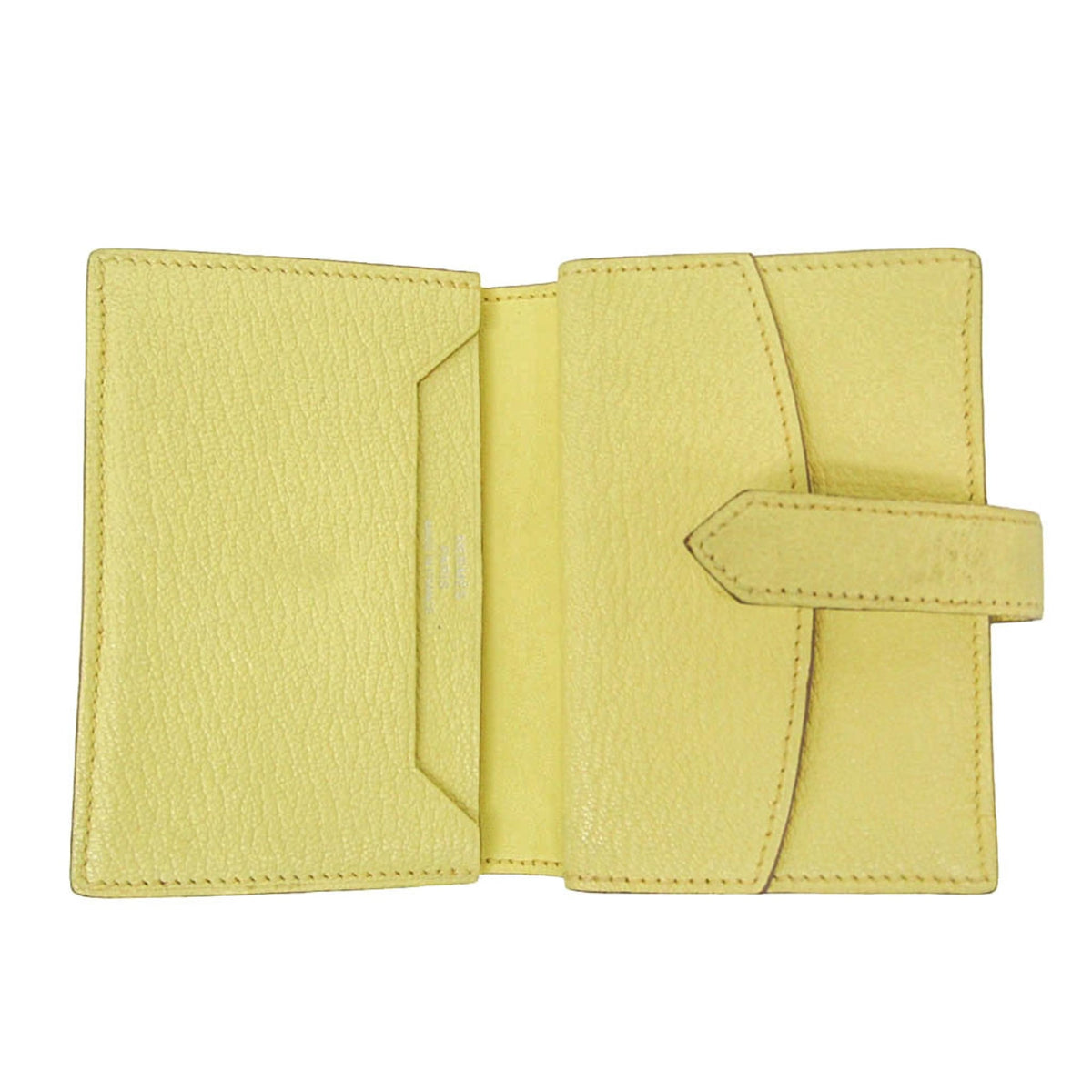 Hermes Bearn Chevre Mysore, Yellow, Leather, Wallet