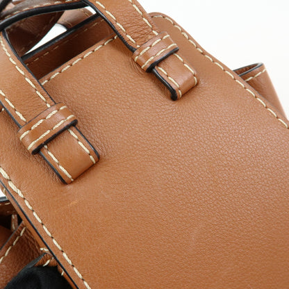 Loewe Hammock Leather and Canvas, Brown, Leather, Handbag