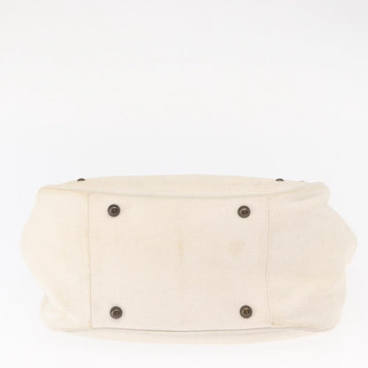 Chloe Vintage Leather, White, Canvas, Handbag