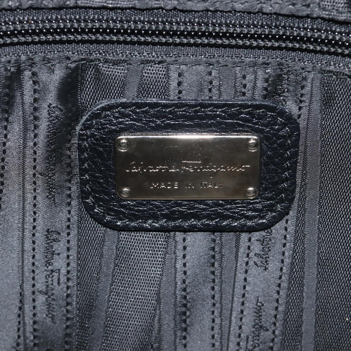 Salvatore Ferragamo Gancini Leather, Black, Leather, Handbag