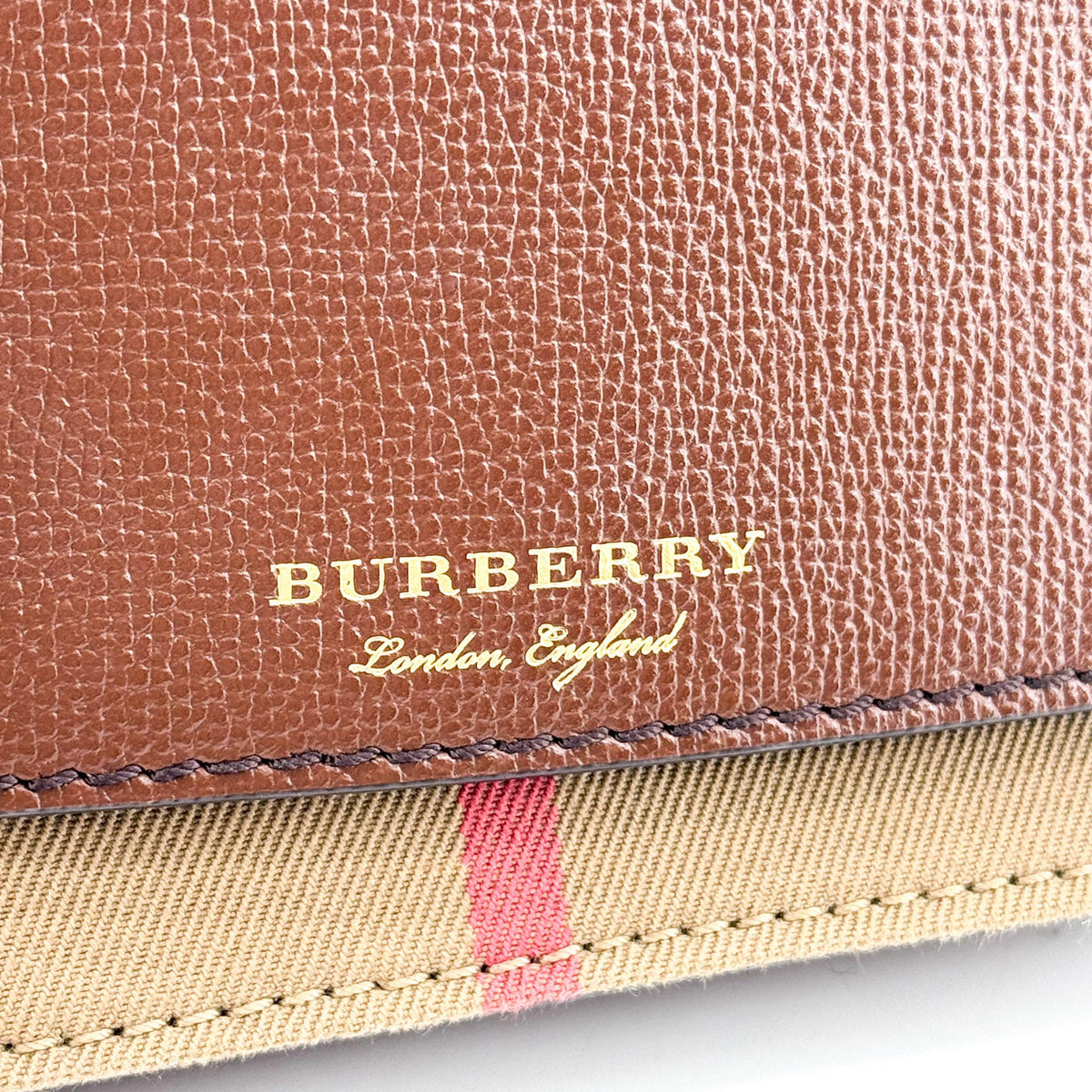 Burberry Folding Vintage Check Canvas and Leather, Brown, Leather, Wallet