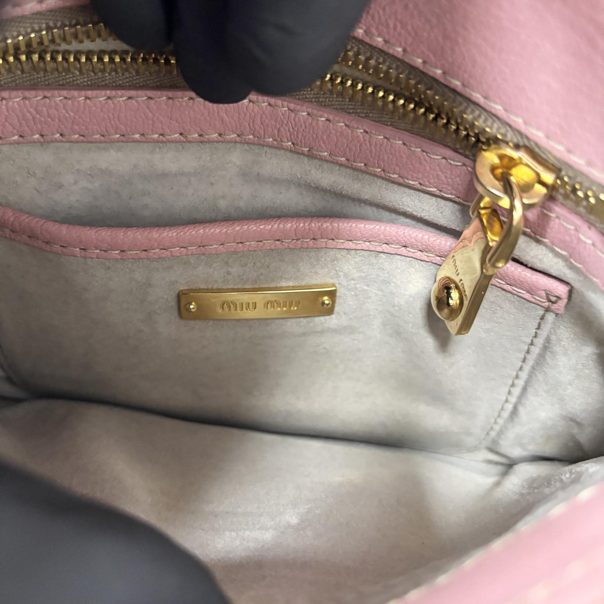 Miu Miu Crossbody Bag Studded Leather, Pink, Leather, Crossbody Bag