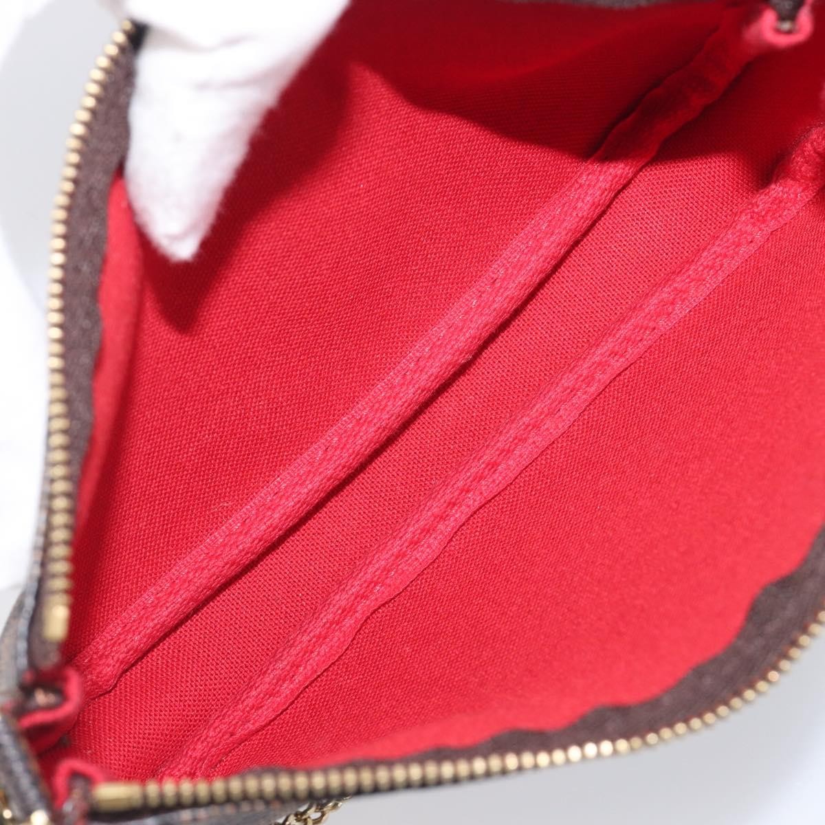 Louis Vuitton Pochette Accessoires Damier Ebene, Brown, Canvas, Clutch