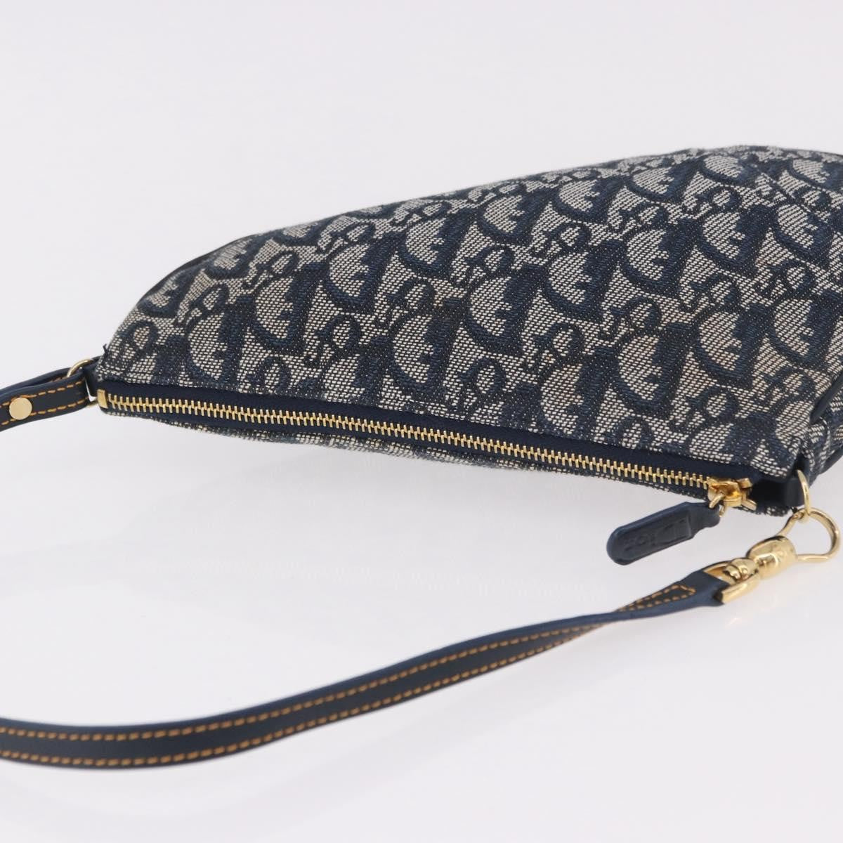 Christian Dior Vintage Saddle Bag Canvas, Navy, Canvas, Clutch