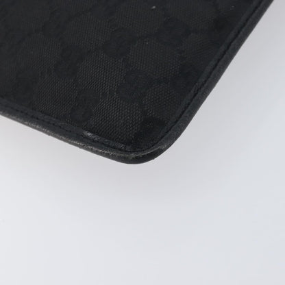 Gucci Vintage Flat Messenger GG Canvas and Leather, Black, Canvas, Handbag