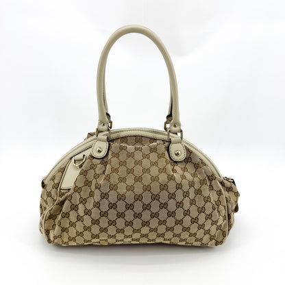 Gucci Sukey GG Canvas with Leather, Beige, Canvas, Tote Bag