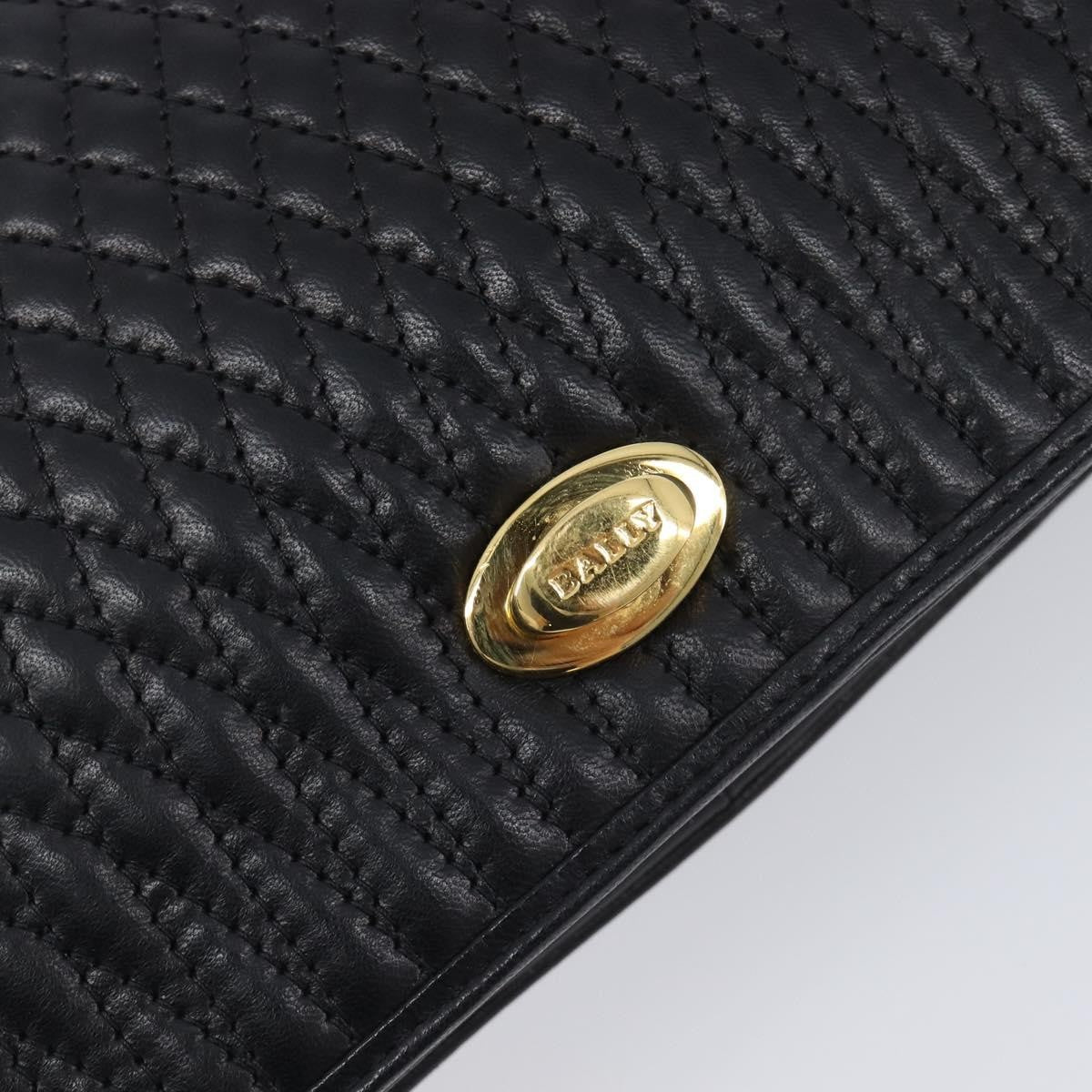 Bally Vintage Chain Quilted Leather, Black, Leather, Shoulder Bag