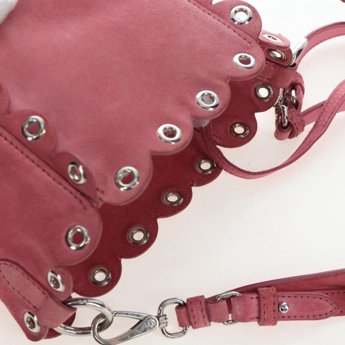 Miu Miu Convertible Bucket Leather with Applique, Pink, Suede, Handbag