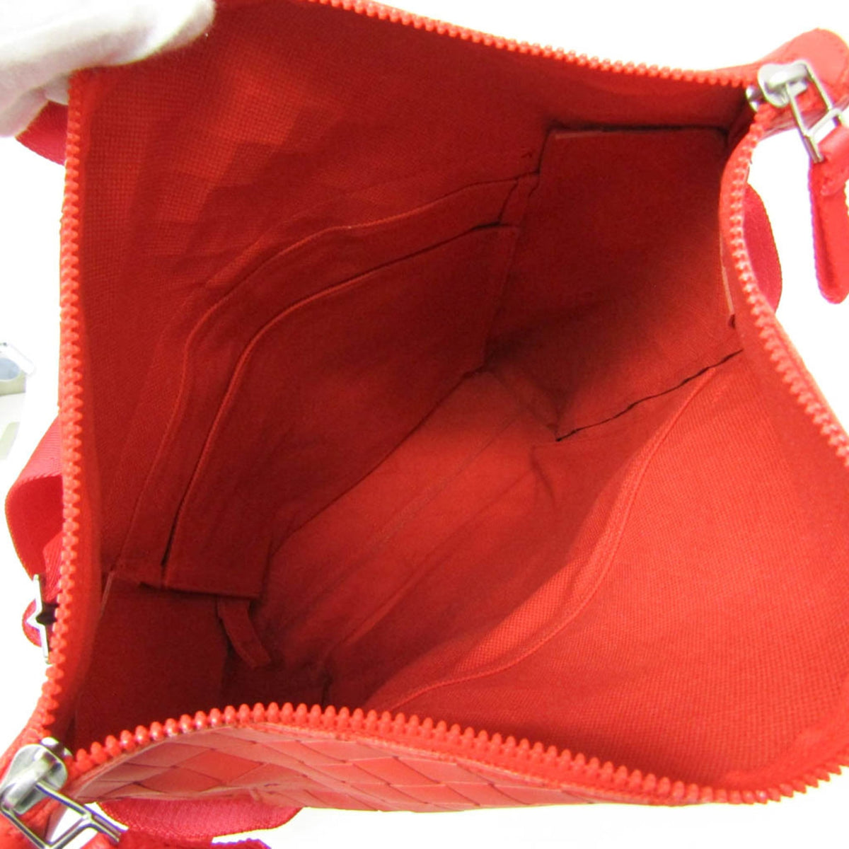 Bottega Veneta Fold-Over Intrecciato Effect Rubber, Red, Rubber, Backpack