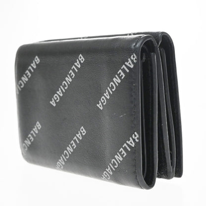 Balenciaga Logo Trifold Leather, Black, Leather, Wallet