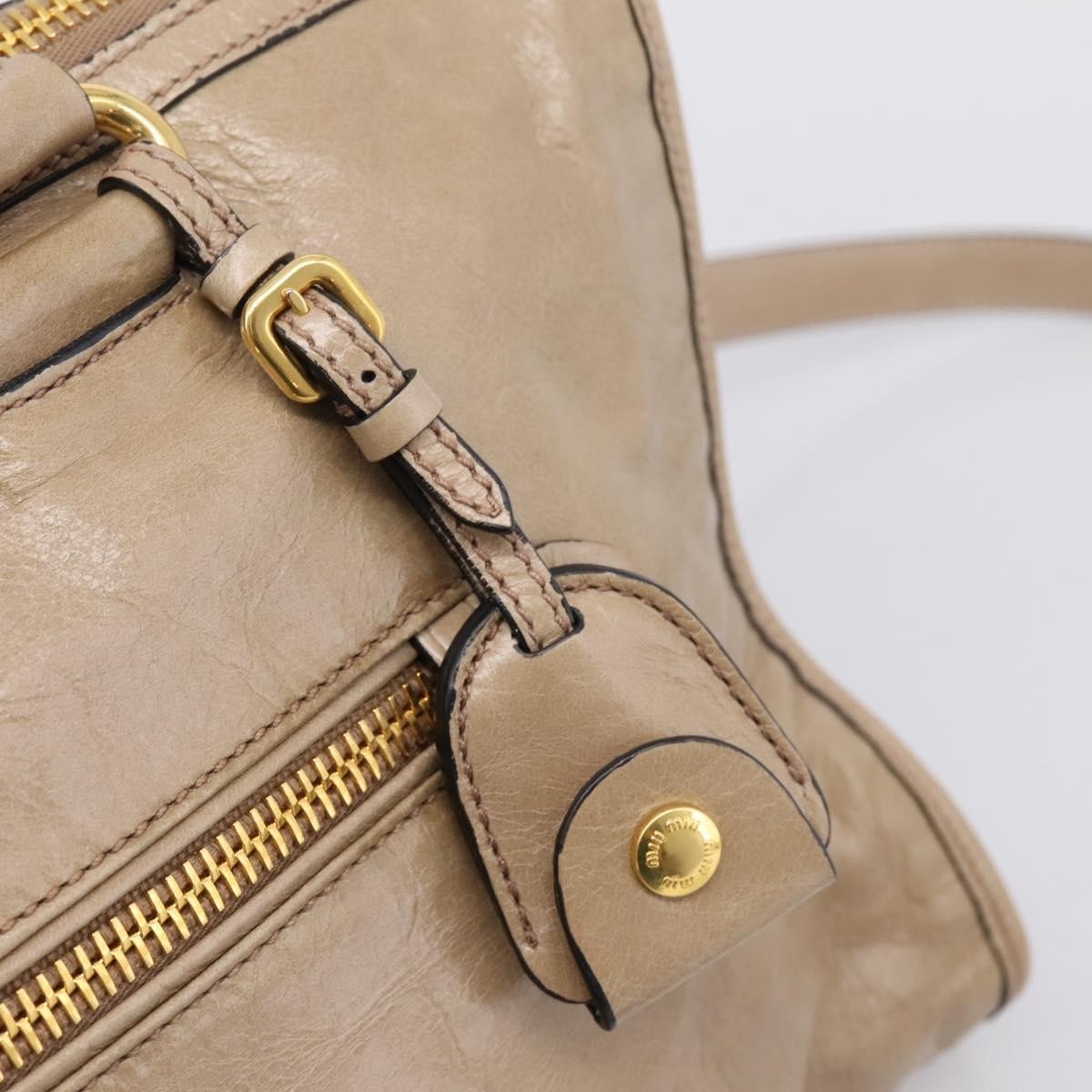 Miu Miu Convertible Bauletto Vitello Shine, Beige, Leather, Handbag