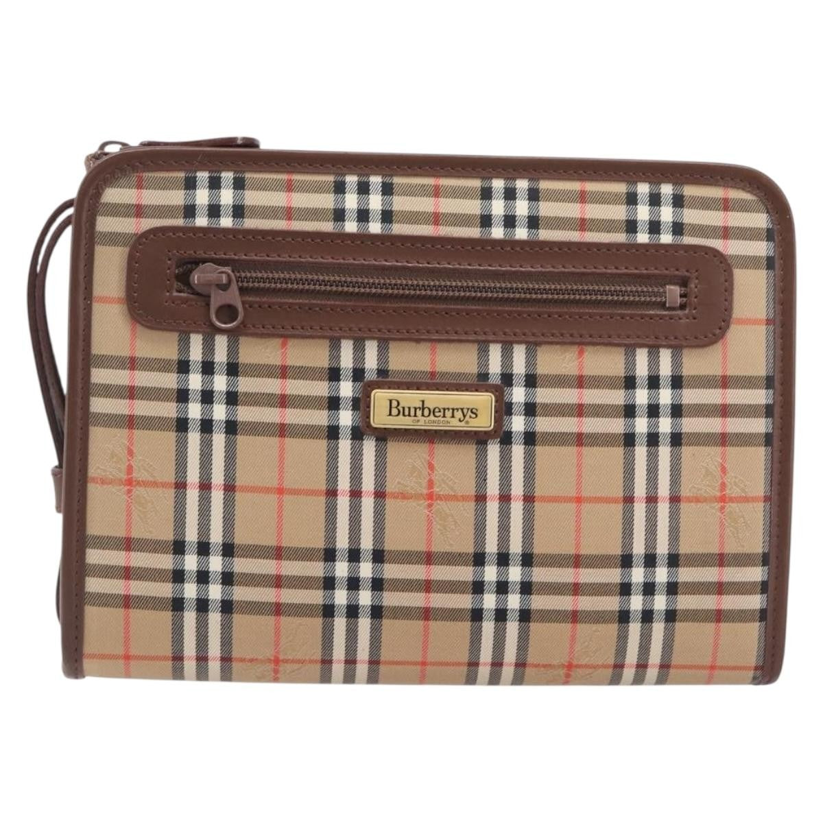 Burberry Nova check Pochette Canvas, Beige, Canvas, Clutch