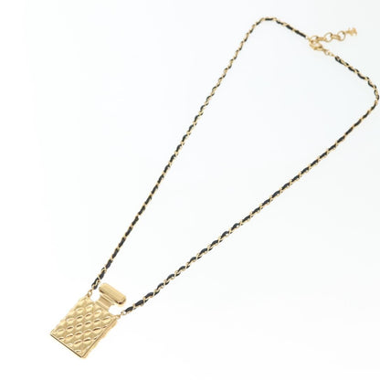 "Chanel CC Perfume Bottle Pendant Chain Long Metal with Leather, Crystals and Faux Pearl", Gold, Metal, Necklace