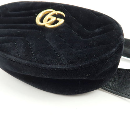 Gucci GG Marmont Belt Embellished Matelasse Velvet, Black, Velvet, Handbag