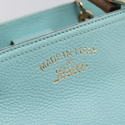 Gucci Bamboo Shopper Leather, Blue, Leather, Tote Bag