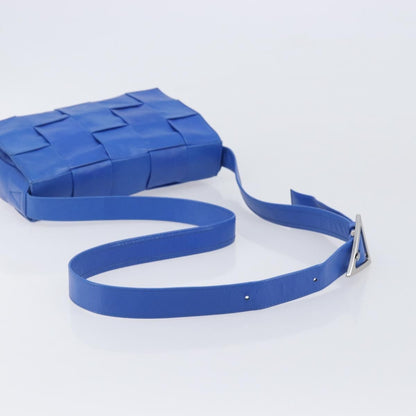 Bottega Veneta Cassette Maxi Intrecciato Leather, Blue, Leather, Crossbody Bag