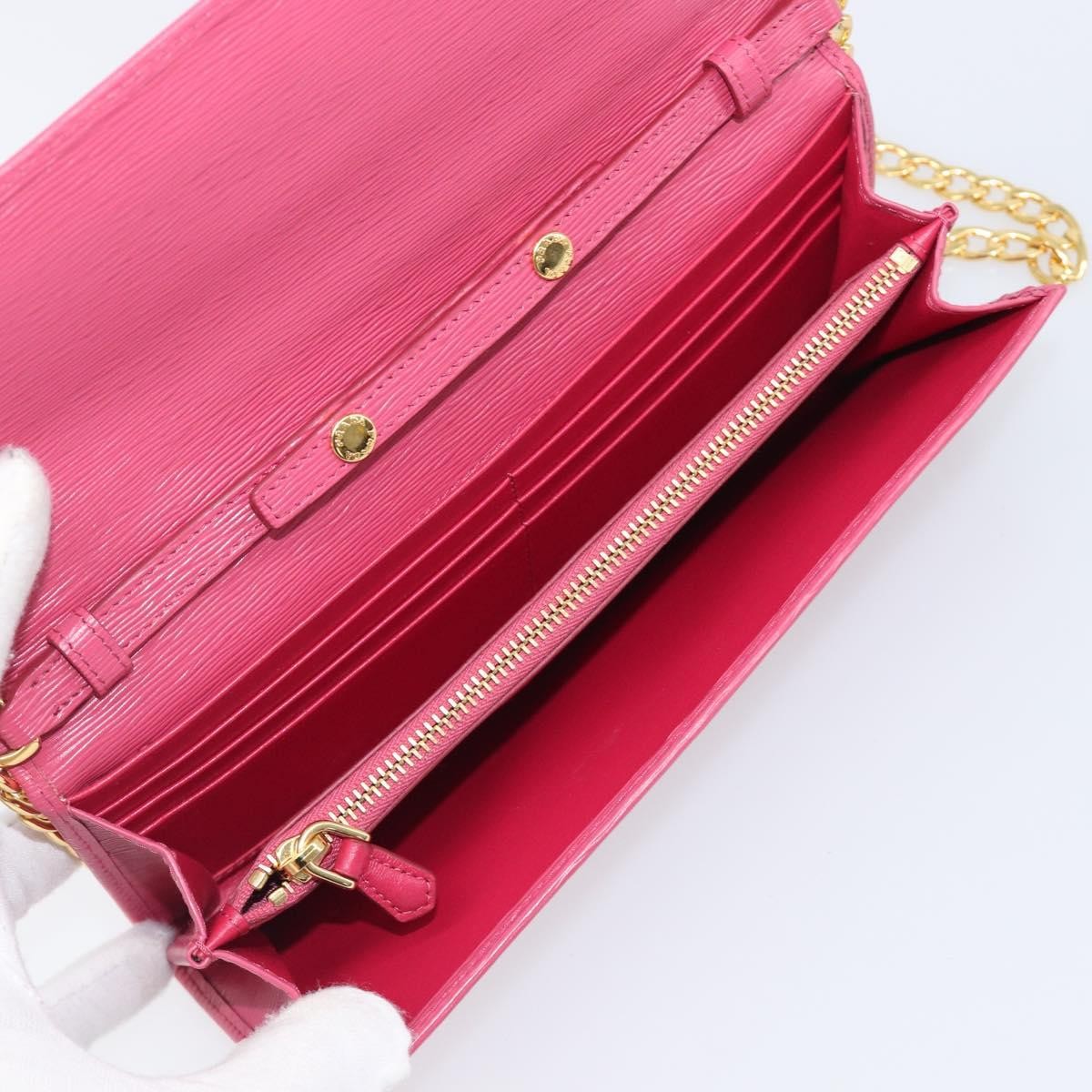 Prada Wallet on Chain Saffiano Leather, Pink, Leather, Crossbody Bag