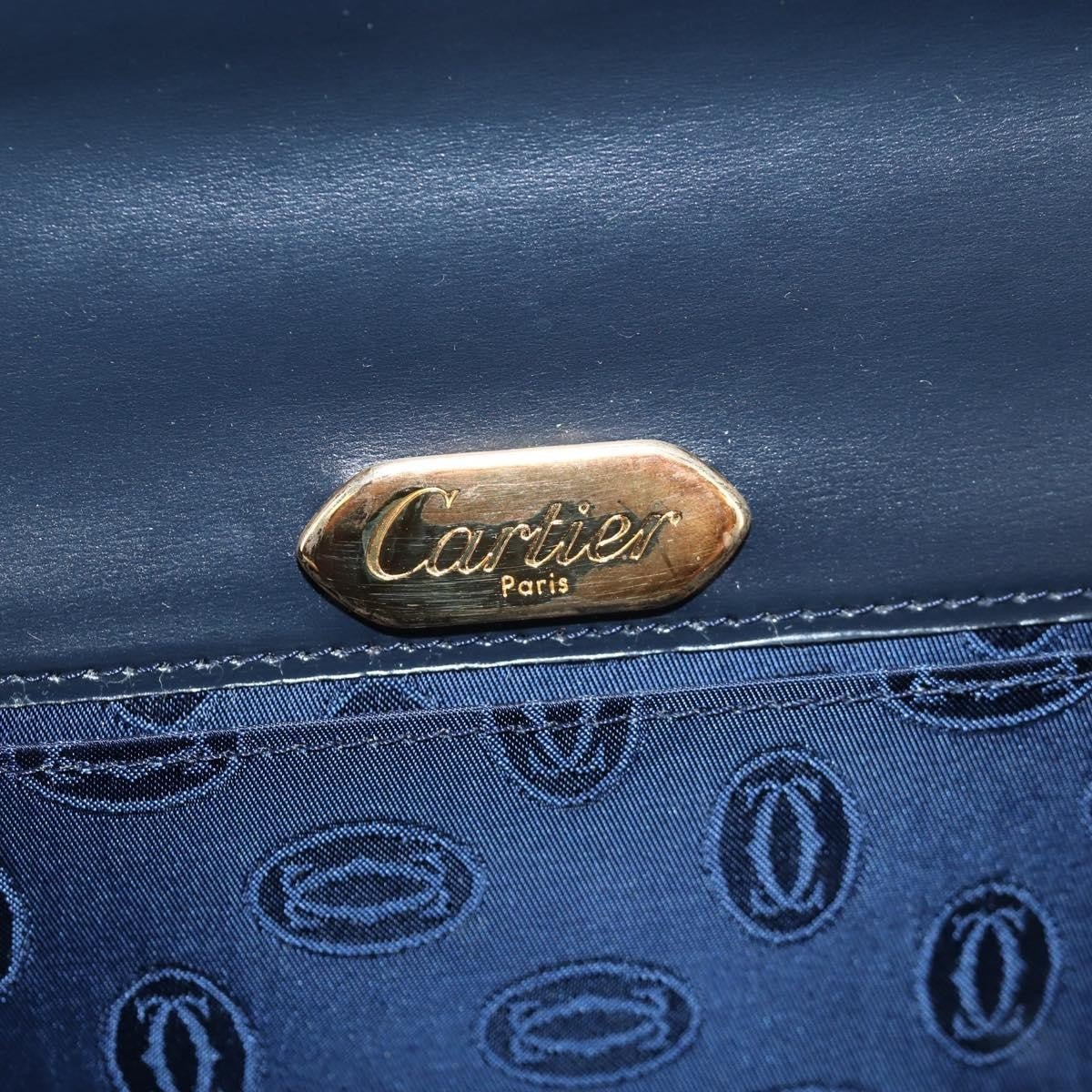 Cartier Sapphire Line Leather, Navy, Leather, Shoulder Bag