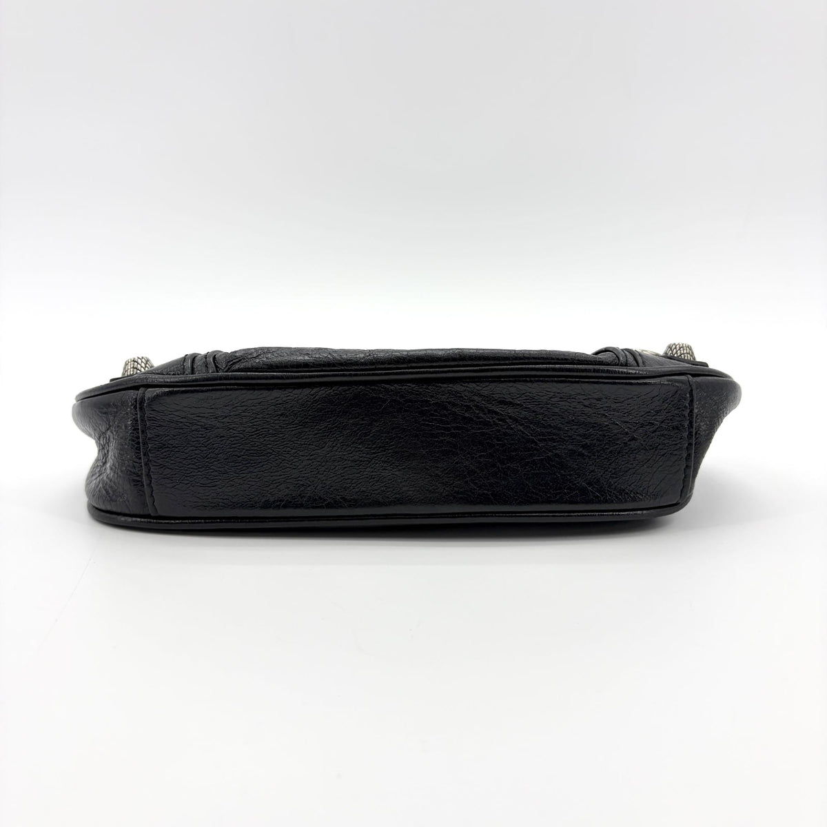 Balenciaga Le Cagole Giant Studs Chain Leather, Black, Leather, Shoulder Bag