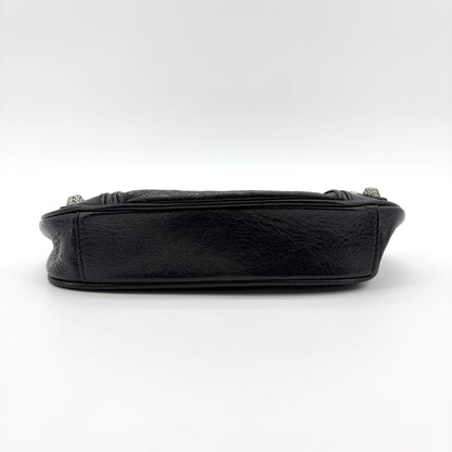 Balenciaga Le Cagole Giant Studs Chain Leather, Black, Leather, Shoulder Bag