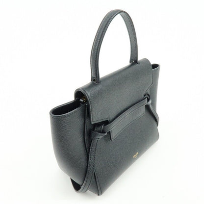 Celine Belt Textured Leather, Black, Leather, Handbag