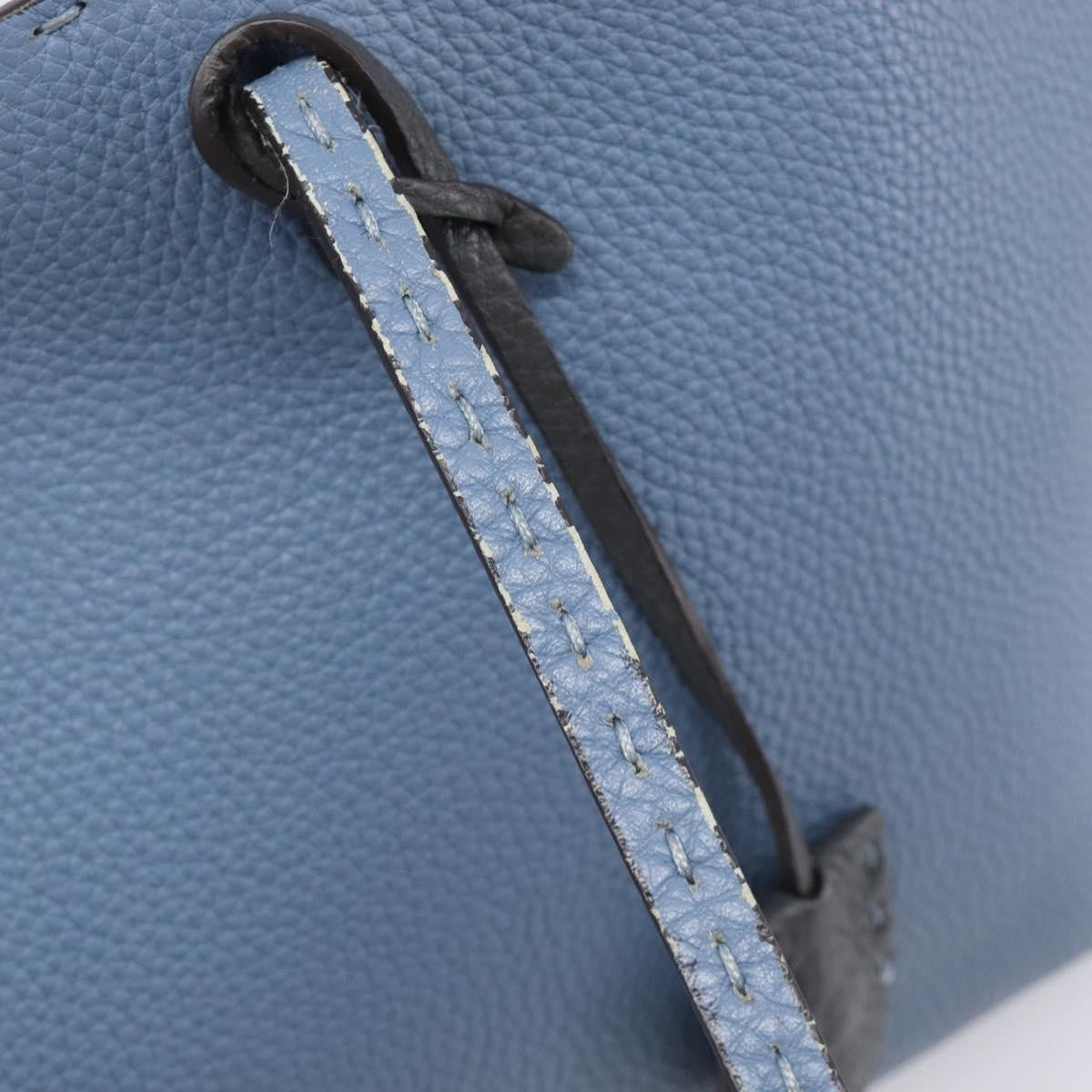 Fendi Selleria Carla Leather, Blue, Leather, Tote Bag