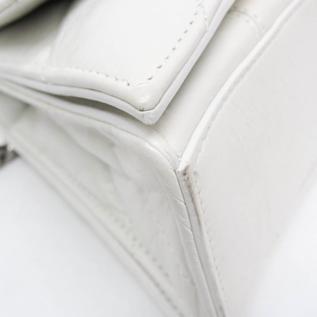 Balenciaga Crush Chain Flap Quilted Crushed Calfskin, White, Leather, Handbag