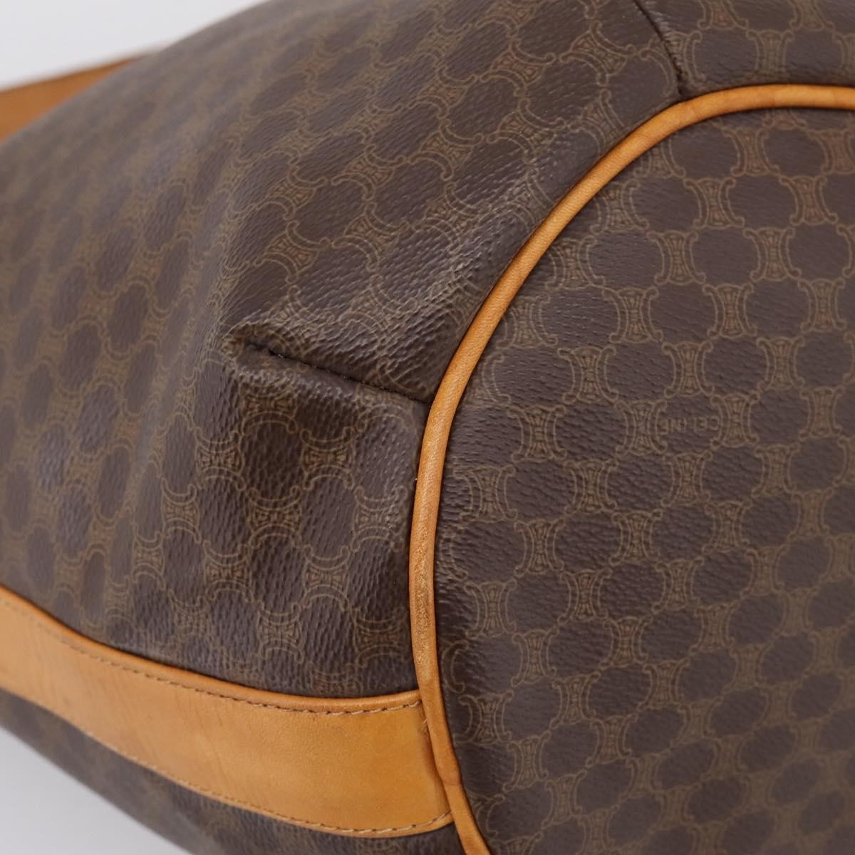 Celine Vintage Macadam Canvas and Leather, Brown, Canvas, Shoulder Bag