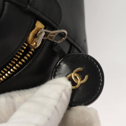 Chanel Vanity pouch Leather, BLACK, LEATHER, Handbag