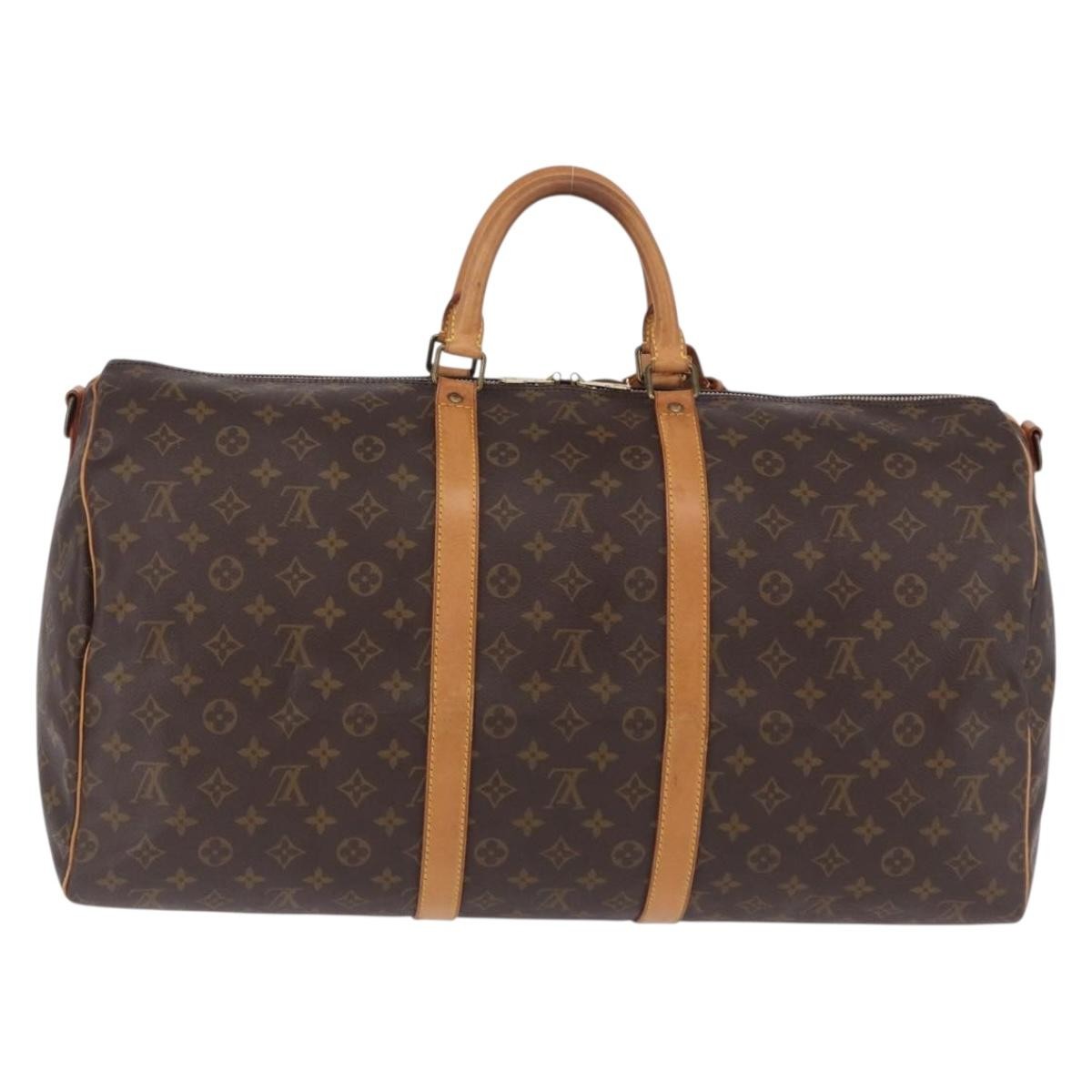 Louis Vuitton Keepall Bandoulière Monogram, Brown, Canvas, Travel Bag