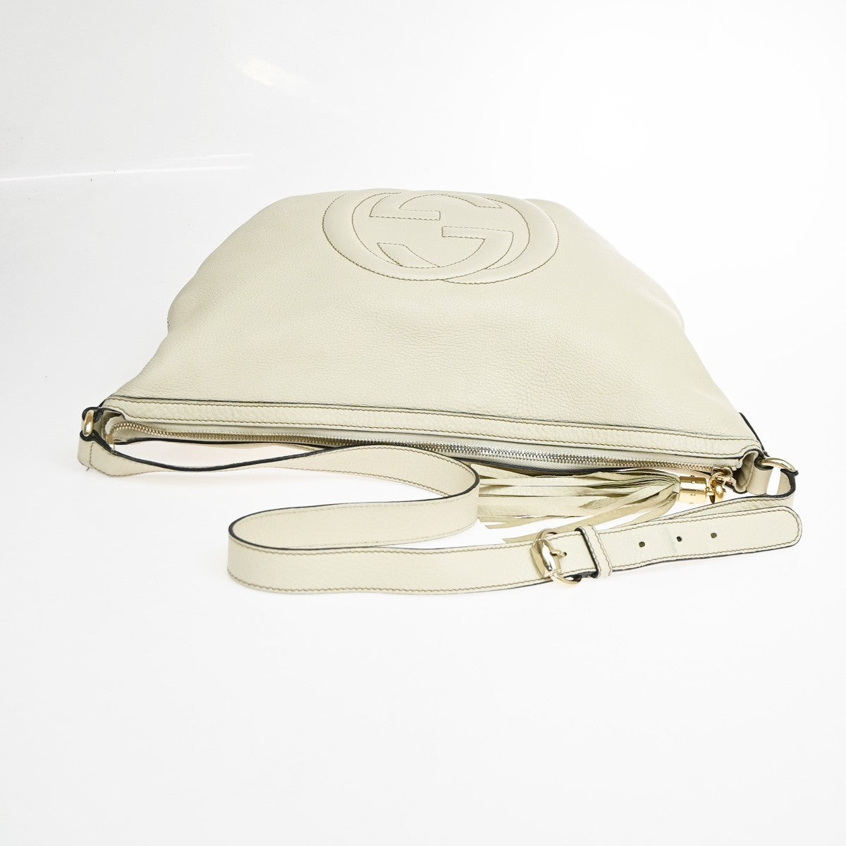 Gucci Soho Messenger Leather, White, Leather, Shoulder Bag