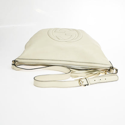 Gucci Soho Messenger Leather, White, Leather, Shoulder Bag