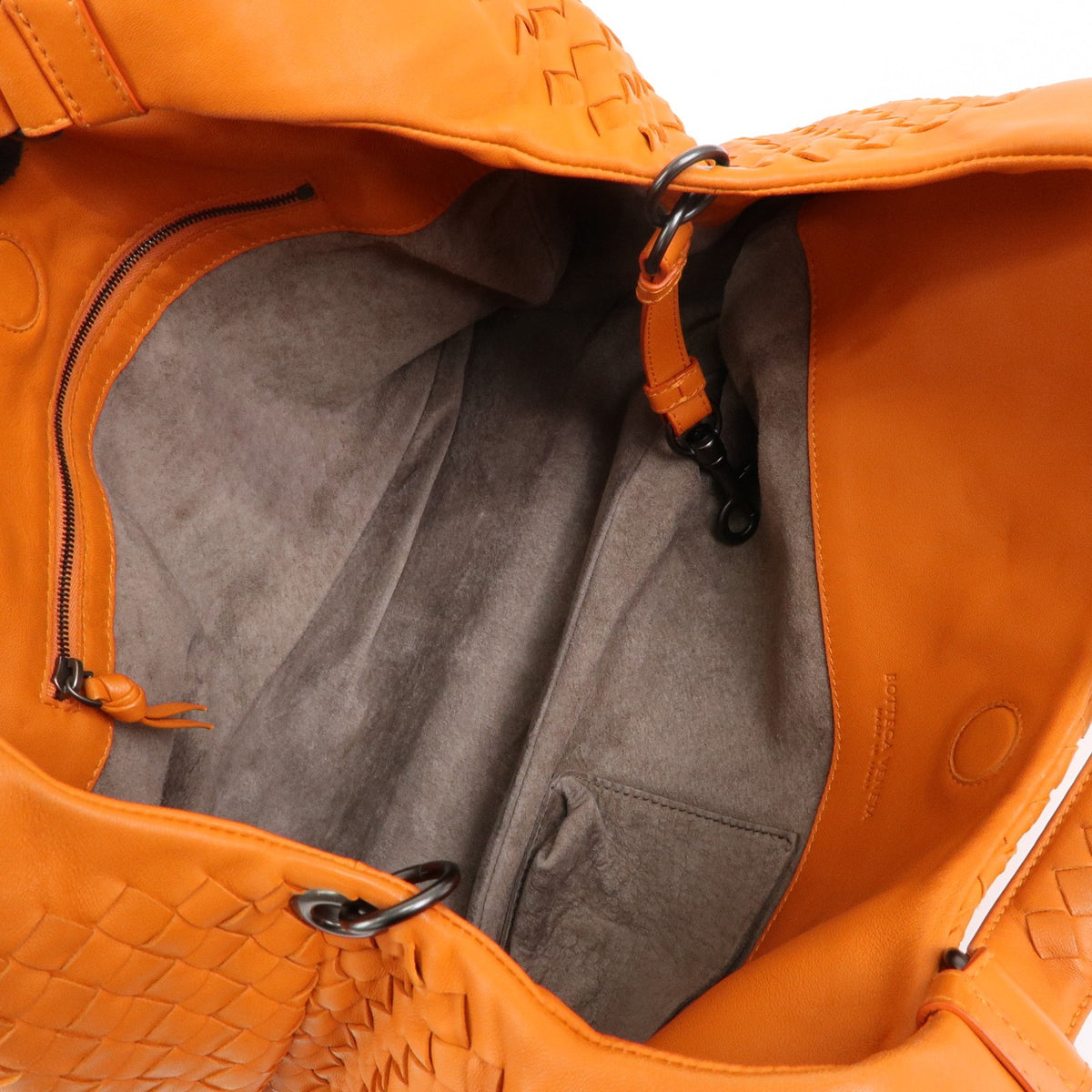 Bottega Veneta Campana Hobo Intrecciato Nappa, Orange, Leather, Shoulder Bag