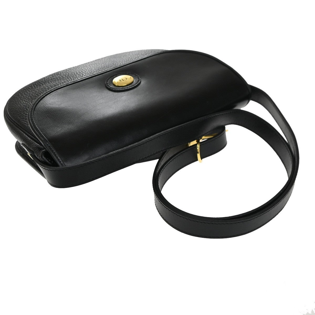 Christian Dior Vintage CD Flap Leather, Black, Leather, Shoulder Bag