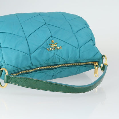 Prada Zip Hobo Chevron Tessuto, Blue, Nylon, Shoulder Bag