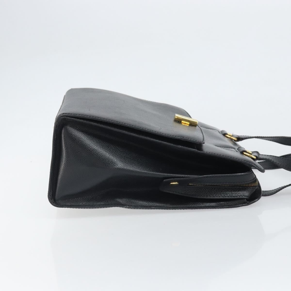 Celine Vintage turn lock shoulder Leather, Black, Leather, Handbag