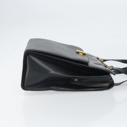 Celine Vintage turn lock shoulder Leather, Black, Leather, Handbag