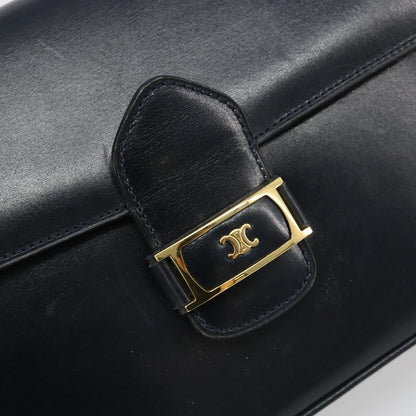 Celine Shoulder Leather, Navy, Leather, Shoulder Bag