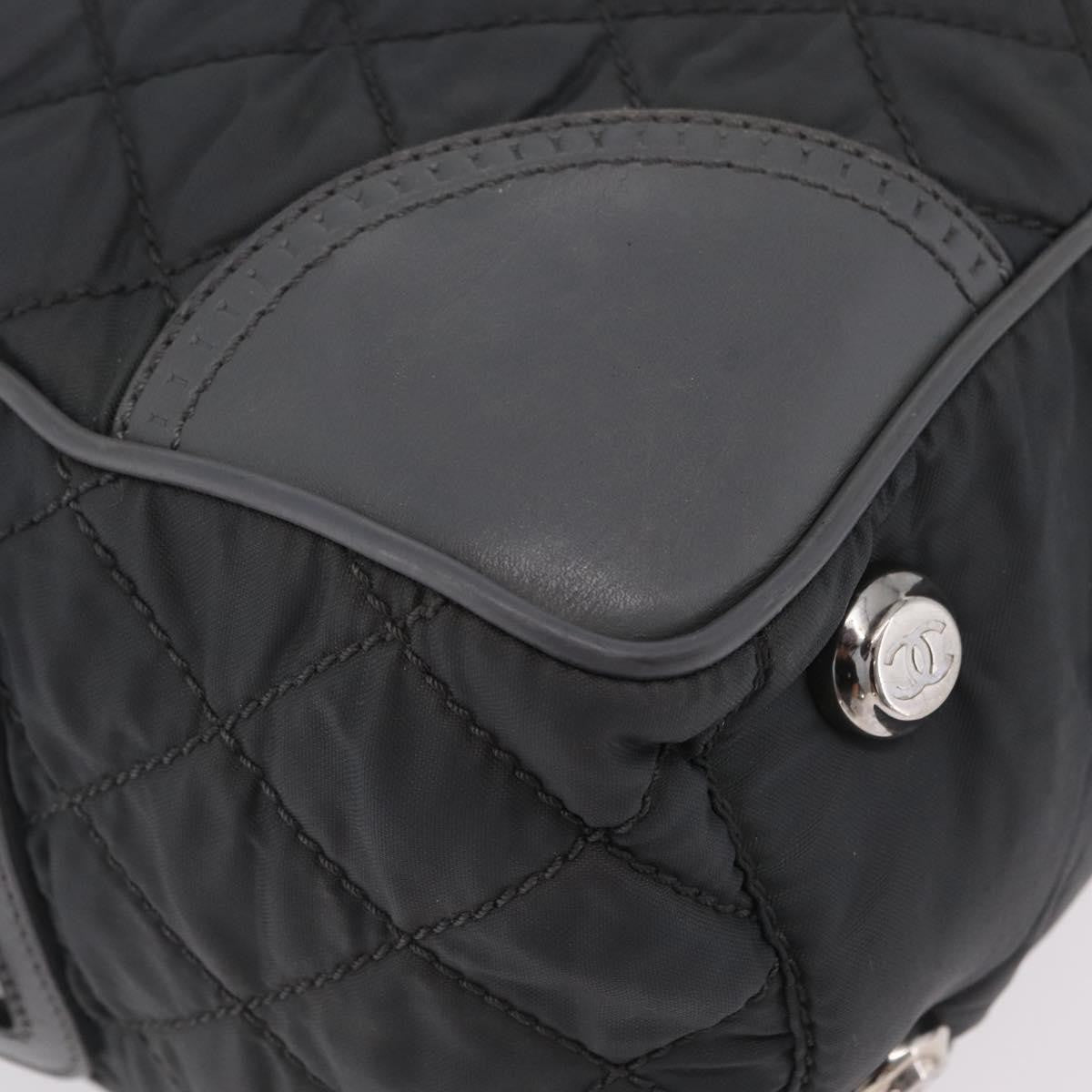 Chanel Vintage CC Quilted Nylon, Gray, Nylon, Tote Bag