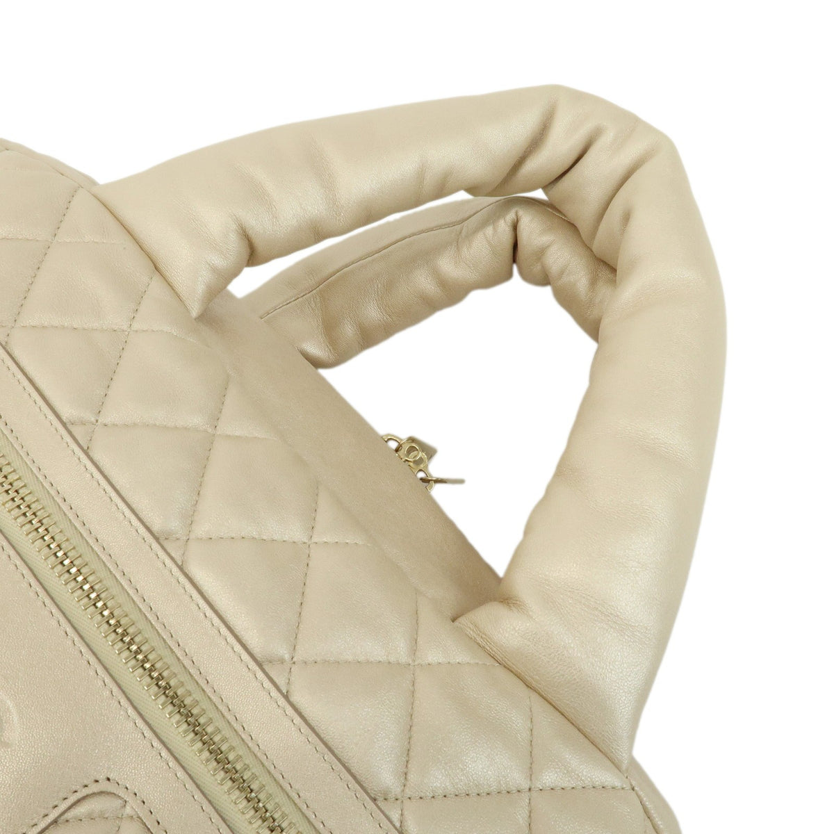 Chanel Coco Cocoon Bowling Quilted Lambskin, Gold, Leather, Handbag